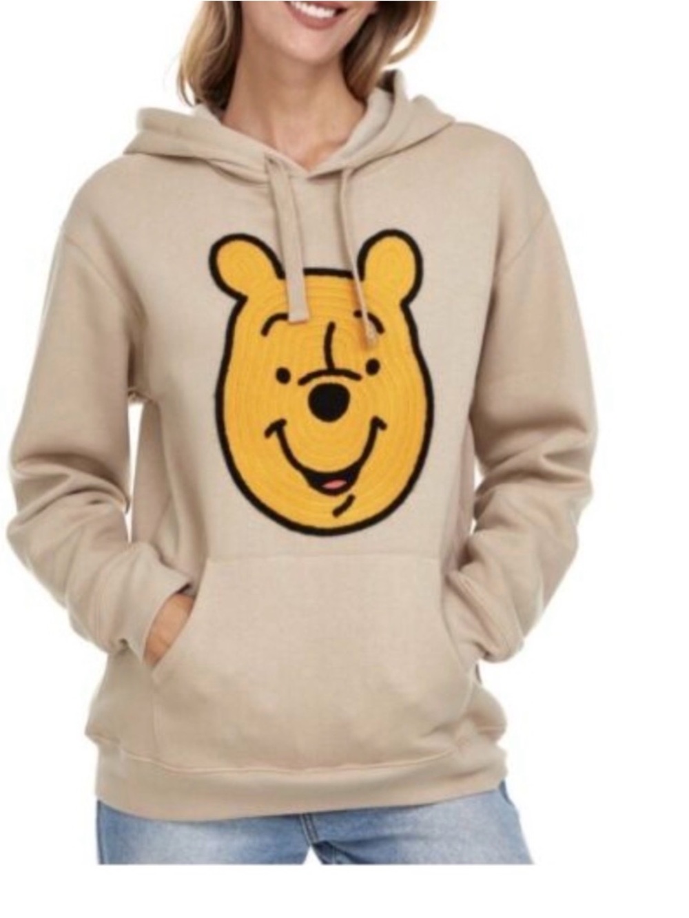 Disney Beige Winnie-The-Pooh Graphic Hoodie Sweater XL